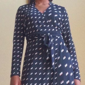 Long Sleeved Wrap Front Dress